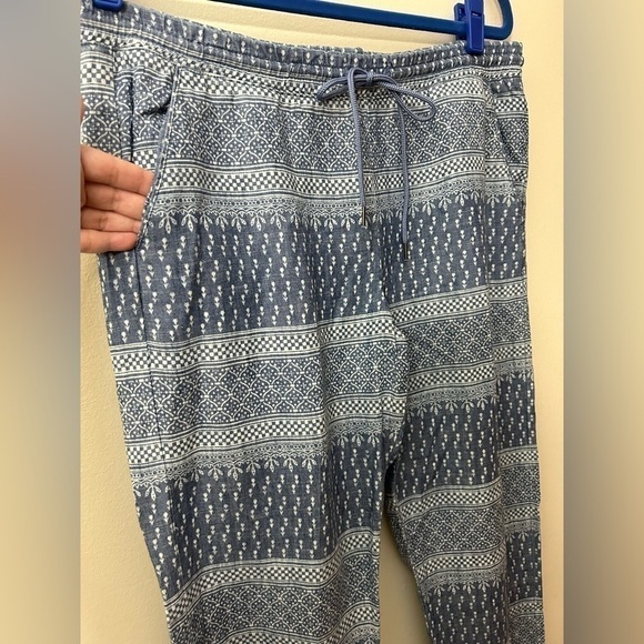 Level 99 Womens Linen Blend Mid Rise Pull On Chambray Printed Joggers Size M - Picture 8 of 14